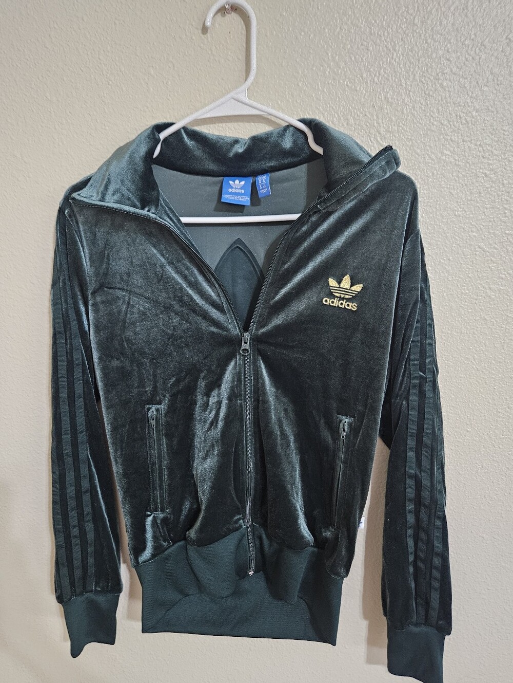 Adidas Velvet Green With Gold Detail Track Jacekt